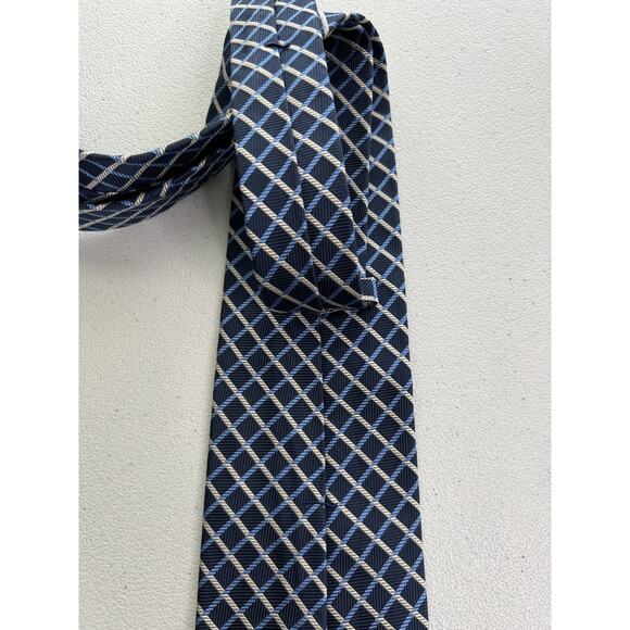 Faconnable Blue, Tan Plaid Pattern 100% Silk Handmade in France Tie NWOT - Picture 5 of 7